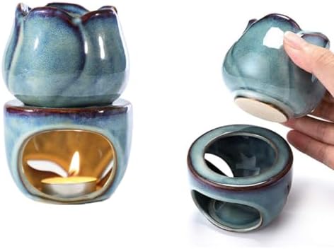 Ruitasa Essential Oil Burner Tealight Set 2PCS Lotushaped Ceramic Aromatherapy Candle