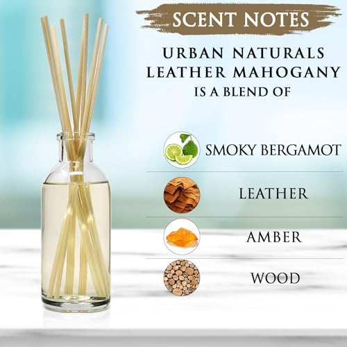 Urban Naturals Leather Mahogany Reed Diffuser Set