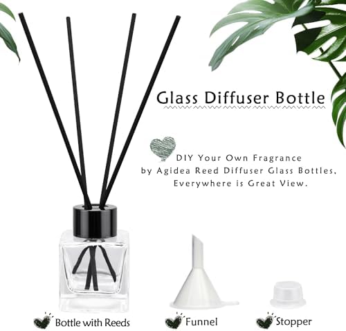 4PCS Refillable Fragrance Glass Diffuser Bottles with Reeds Stopper Funnel and 50ML Capacity