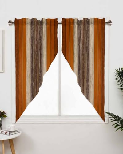Farmhouse Burnt Orange Valance with 2 Panels for Windows