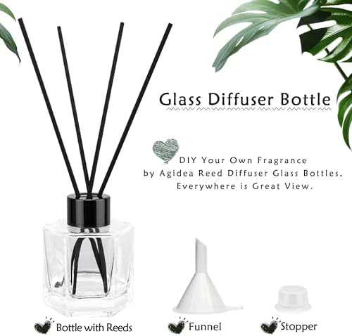4PCS Clear Glass Diffuser Bottles with Black Caps and Sticks
