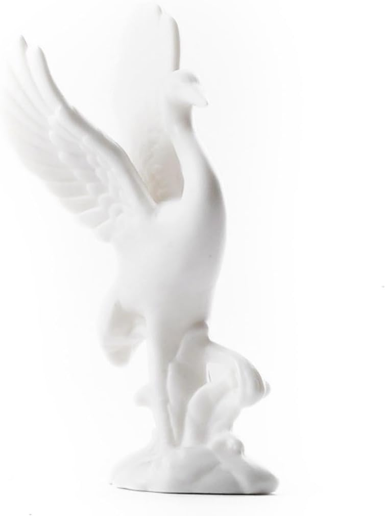 Ecqizer White Ceramic Cranes Tabletop Fountain