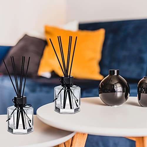 12 Pack Black Rattan Reed Diffuser Set with Caps and Bottles