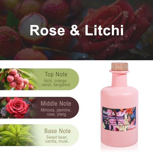 Rose Litchi Reed Diffuser Set - 68fl oz Sweet Floral Aroma