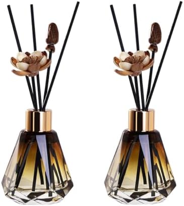 2PCS 60ML Amber Glass Diffuser Jars with Gold Lid and Rubber Plug