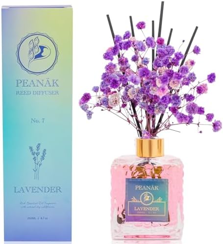 PEANAK Reed Diffuser Set - French Lavender Preserved Flowers 200ml