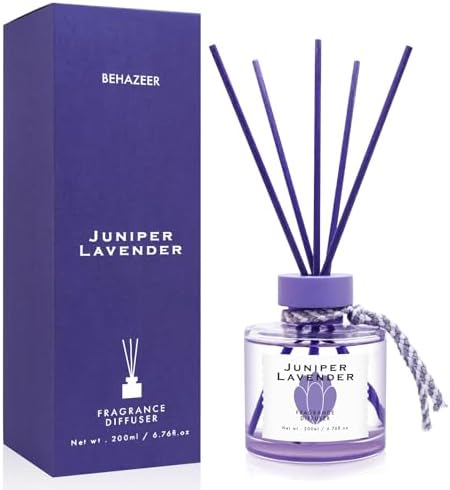 BEHAZEER Juniper Lavender Reed Diffuser Set 677OZ Large Capacity