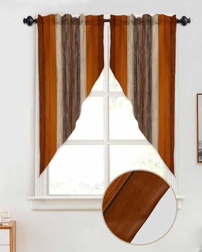 Farmhouse Burnt Orange Valance with 2 Panels for Windows