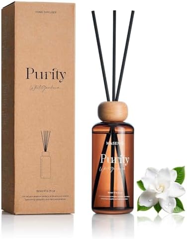 MSENSE White Gardenia Reed Diffuser Set 63 Fl Oz Lemon Linen Scented