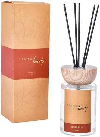 Tranquil Beauty Reed Diffusers Set - Gardenia Scent with Vanilla Amber Wood Bourbon