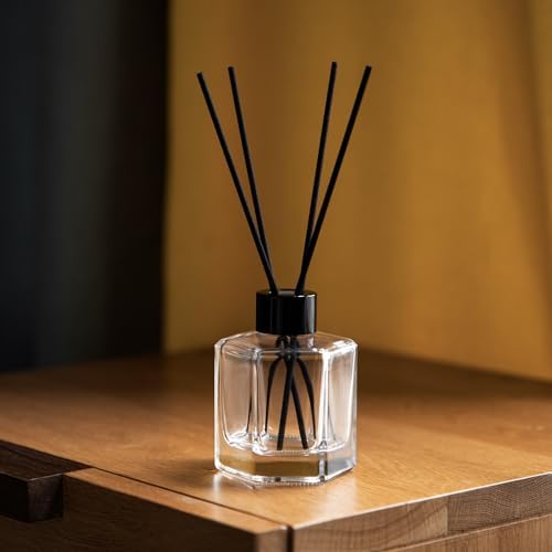 4PCS Clear Glass Diffuser Bottles with Black Caps and Sticks