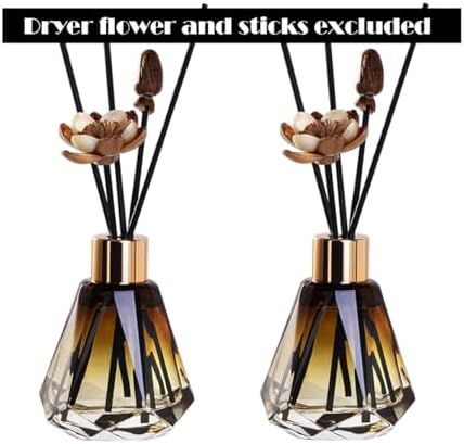 2PCS 60ML Amber Glass Diffuser Jars with Gold Lid and Rubber Plug