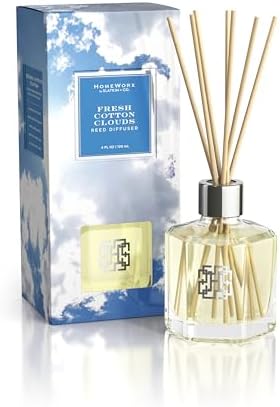 HomeWorx by SLATKIN CO Fresh Cotton Clouds Reed Diffuser Set