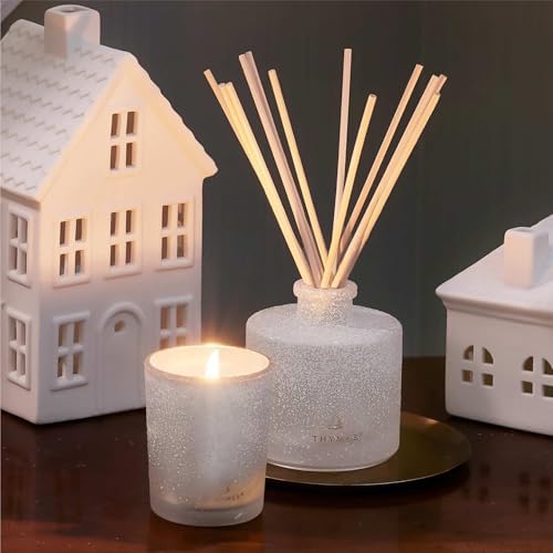 Thymes Frasier Fir Reed Diffuser Set 4 Fl Oz White Flocked