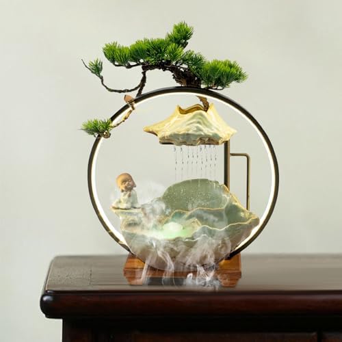 Zen Desktop Water Fountain with LED and Fog for Home Office