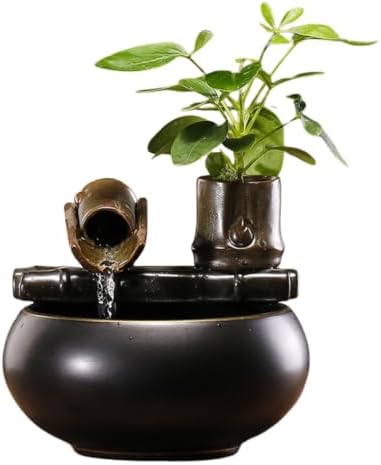 Zen Ceramic Water Fountain with Plant Holder