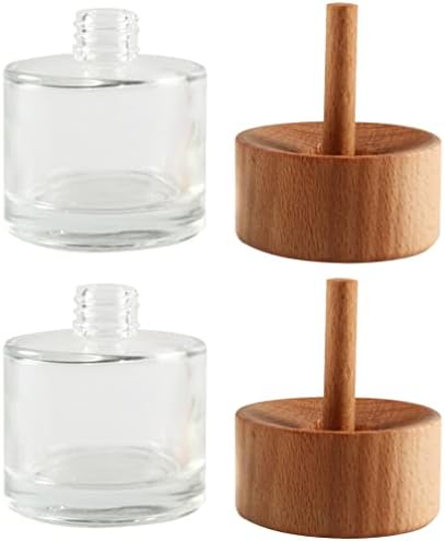 2pcs Glass Reed Diffuser Set with Wood Caps