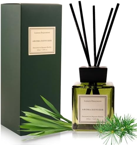 XEPTLE Long-Lasting Woodland Citrus Reed Diffuser Set 704 oz Green Glass