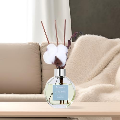 Mojito Aroma Reed Diffuser Set with 4 Sticks and Dry Flowers