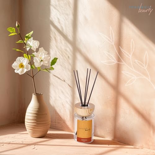Tranquil Beauty Reed Diffusers Set - Gardenia Scent with Vanilla Amber Wood Bourbon