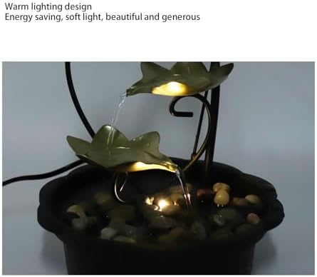 DADEA Indoor Water Fountain with LED Light 4 Tier USB Tabletop Fountain for Home Office Decor