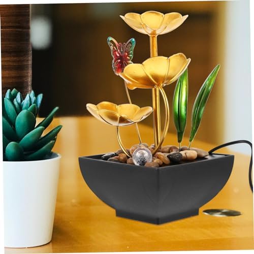 Cabilock Tabletop Water Fountain Lotus Leaf Design USB Powered Indoor Decor Ornament for Home Office