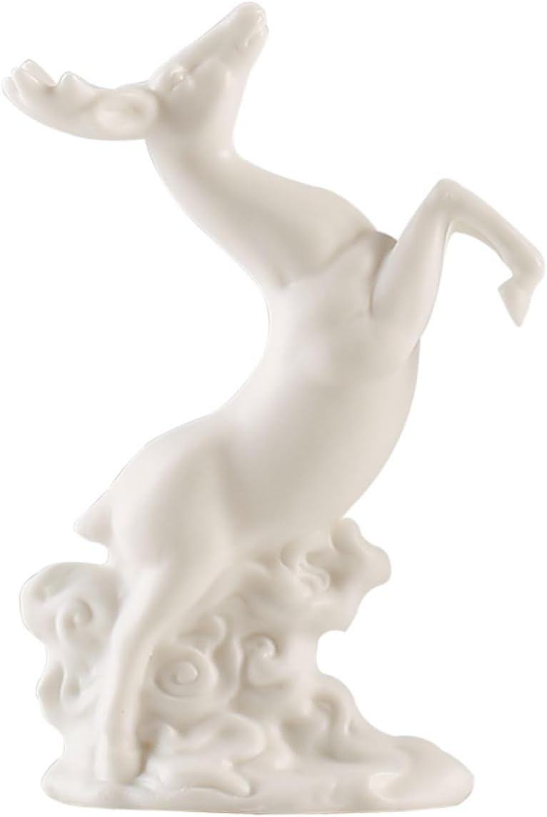 Ecqizer One Deer Rising White Ceramic Ornament
