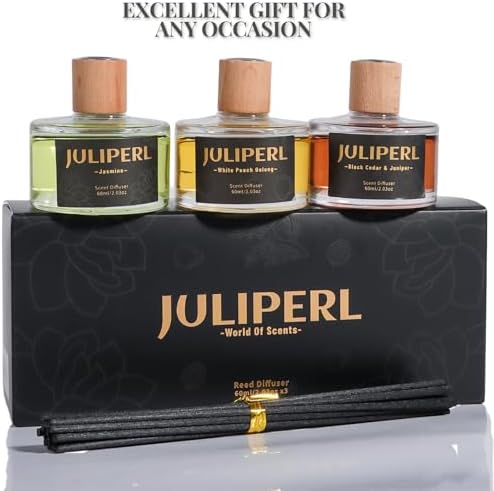 JULIPERL Reed Diffuser Set - Jasmine Cedar Peach