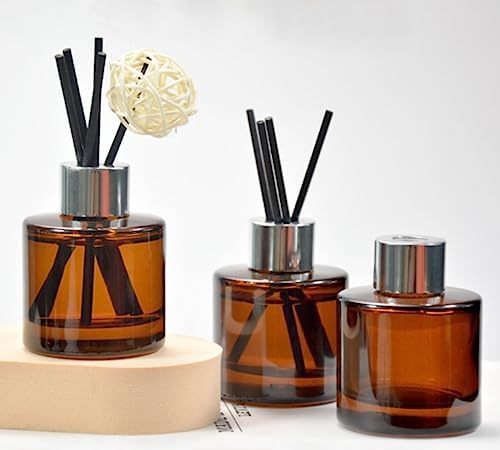 2 Pcs Amber Glass Diffuser Bottles for Home Fragrance