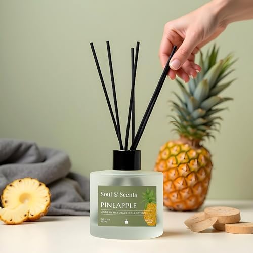 Soul Scents Pineapple Reed Diffuser Set 743 oz Refillable with 6 Fiber Sticks