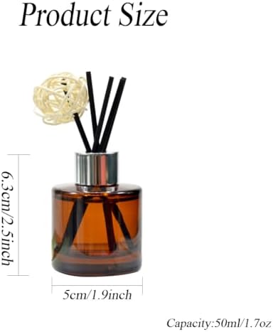 2PCS 50ml Empty Aromatherapy Diffuser Bottles Amber Glass DIY Fragrance Containers