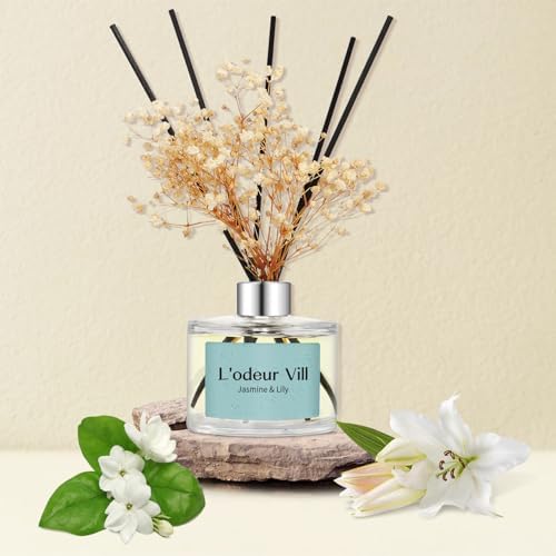 Lodeur Vill Reed Diffuser Set with Jasmine Lily Scent