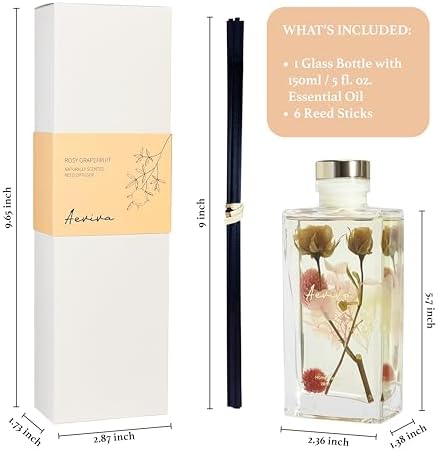 Aeviva Reed Diffuser Set 5 Fl Oz Rose Grapefruit Scent