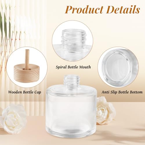 BOSMIOW 4 Piece Clear Glass Reed Diffuser Set