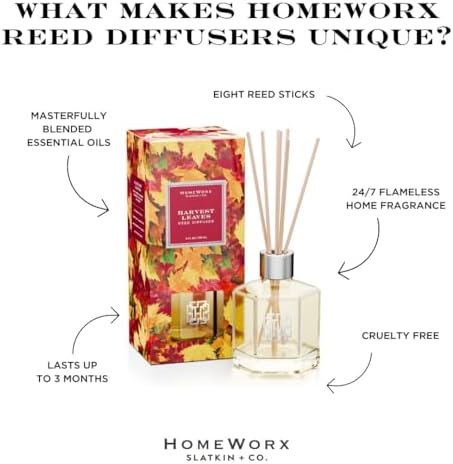 HomeWorx by SLATKIN CO Harvest Leaves Reed Diffuser Set