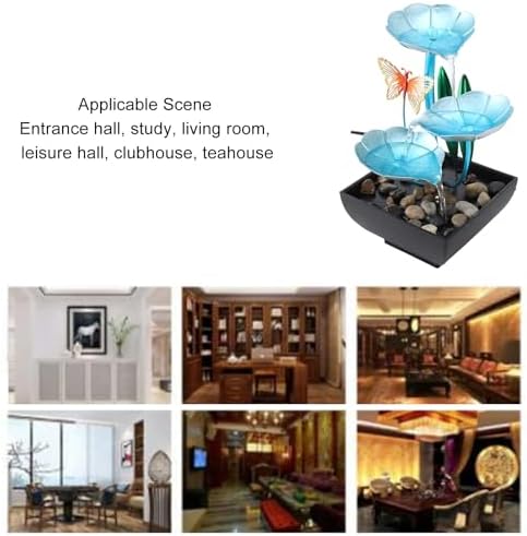 Small Tabletop Waterfall Fountain with LED Light and USB Plug