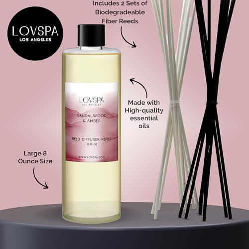 LOVSPA Sandalwood Amber Reed Diffuser Refill 8oz Set