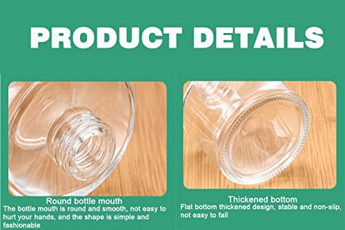 2PCS Clear Glass Diffuser Bottles with Black Caps