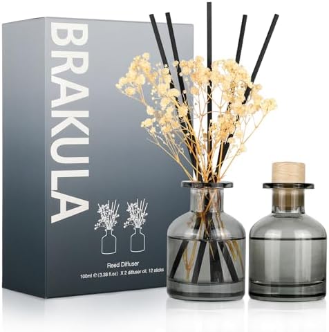 Brakula 2 Pack Reed Diffuser Set with 12 Sticks