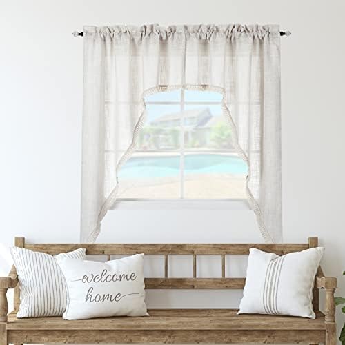 Beda Home Tassel Linen Swag Valance for Farmhouse