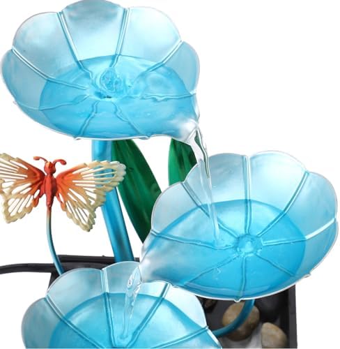 Small Tabletop Waterfall Fountain with LED Light and USB Plug