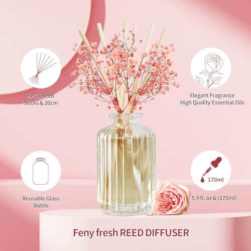 Sandalwood Rose Reed Diffuser Set with Preserved Flowers