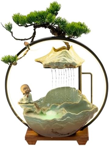 Zen Desktop Water Fountain with LED and Fog for Home Office