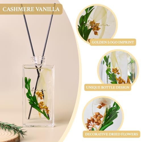 Aeviva Flower Reed Diffuser Set with Cashmere Vanilla Scent
