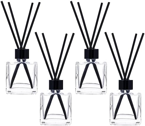 Crazy Huayi 4pcs 150ml Glass Diffuser Set with Black Caps and Reed Sticks