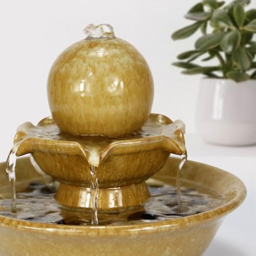 BABETRUE Tabletop Fountain Ceramic Water Feature Modern Decor