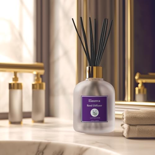 Elaunva Lavender Reed Diffuser Set with 8 Sticks