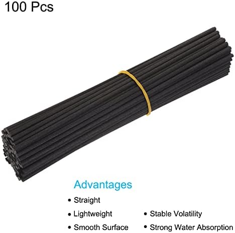 MECCANIXITY Fiber Reed Diffuser Sticks 180x3mm Black Pack of 100