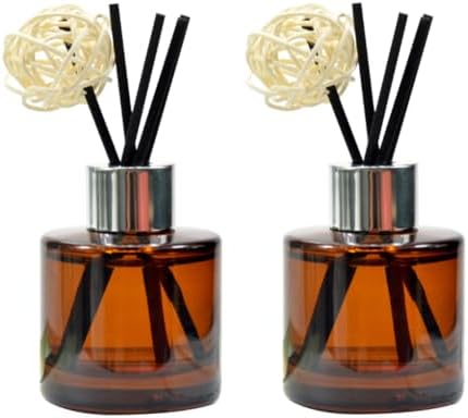 2PCS 50ml Empty Aromatherapy Diffuser Bottles Amber Glass DIY Fragrance Containers