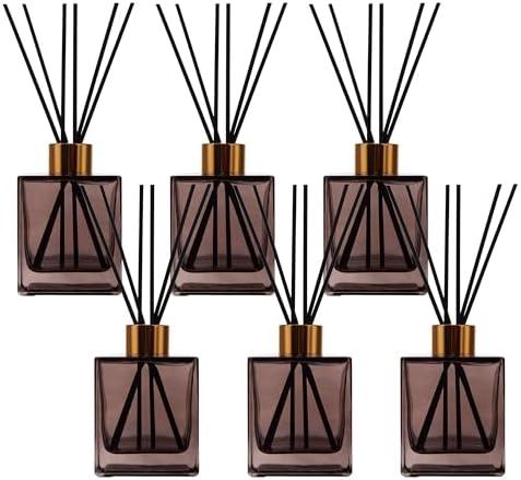 6 Pack Perfume Reed Diffuser Bottle Set with Black Sticks